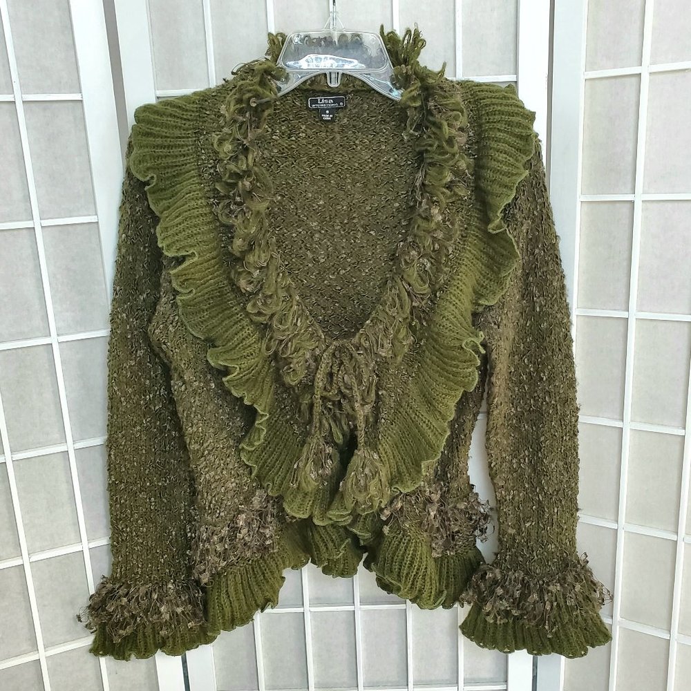 Lisa International Fitted Ruffle Sweater